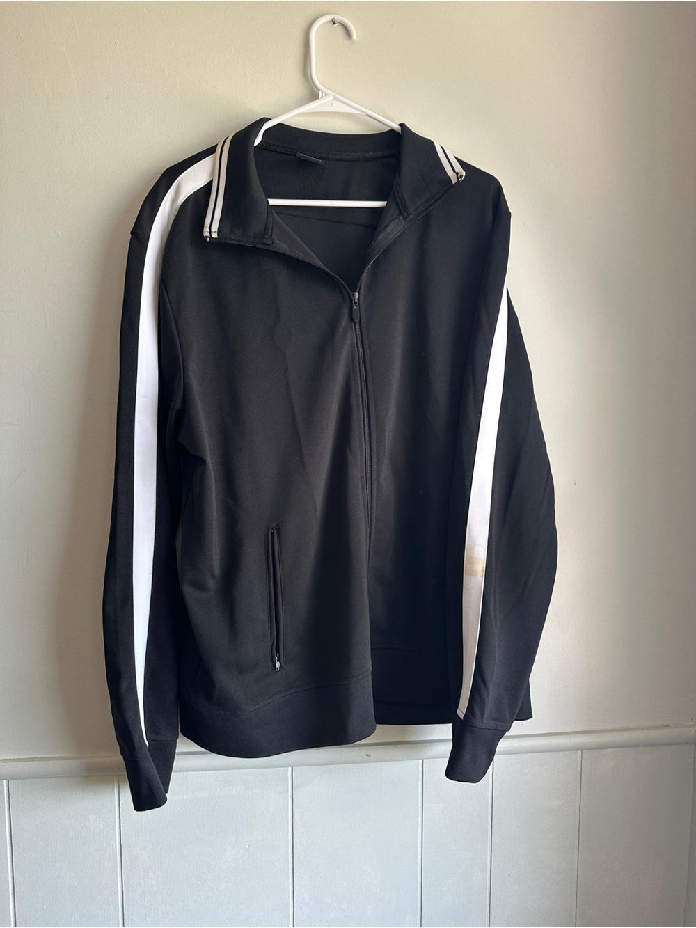 Starter Black & White Full Zip Stripe Track Jacket XL